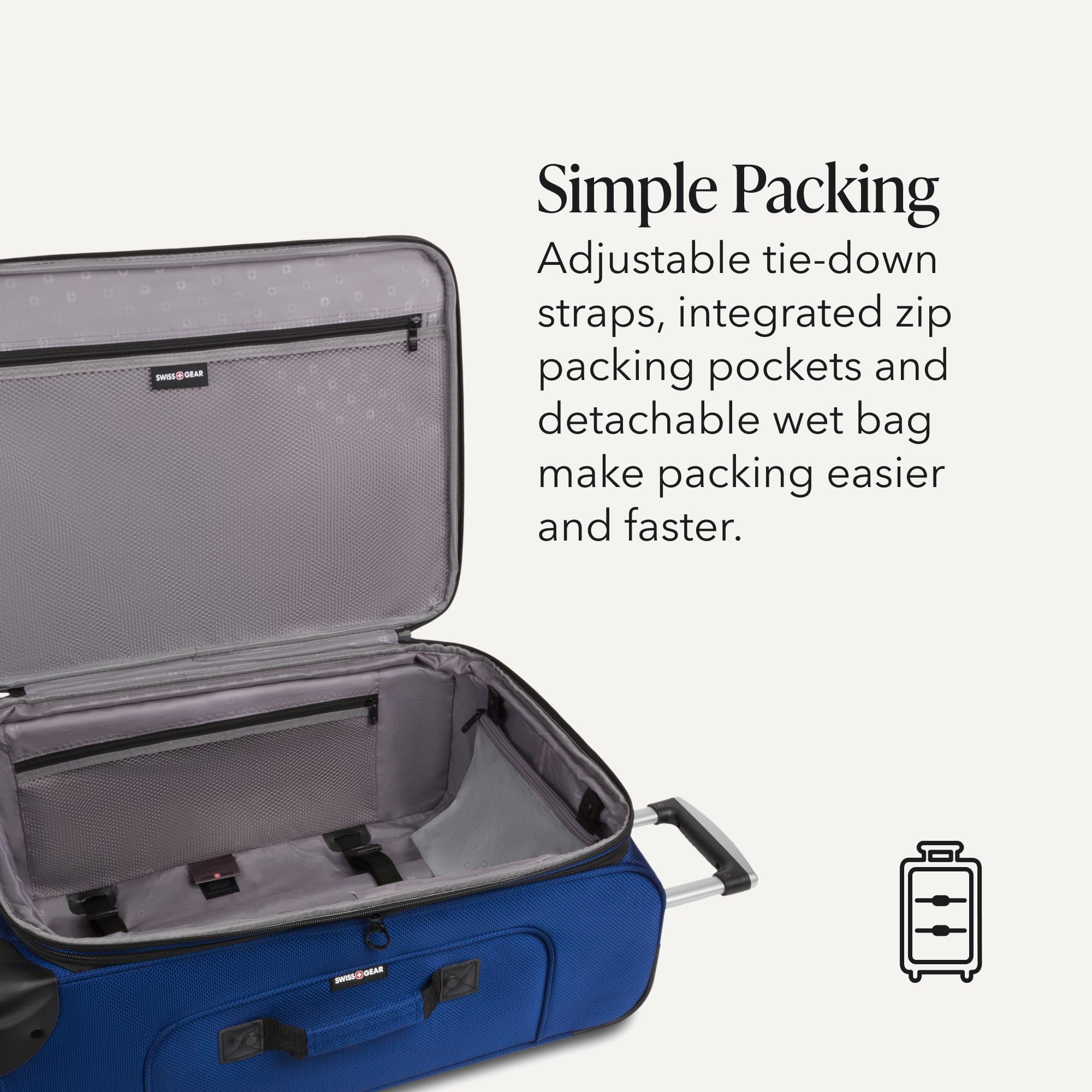 SWISSGEAR Sion Softside Expandable Spinner Luggage Durable Lightweight Travel Suitcase, Blue, Checked-Medium view 3