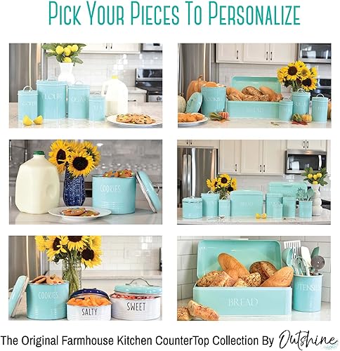 Miniatura 5 de OUTSHINE Juego de 3 recipientes de cocina para encimera, juegos de recipientes de granja para encimera de cocina, menta, recipiente de harina y
