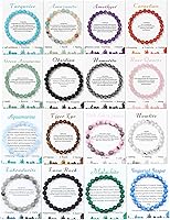 Jewdreamer 16PCS Natural Crystal Bracelets for Women Men - 8mm Gemstone Beaded Stretch Yoga Bracelets, Healing Stone Jewelry Gifts