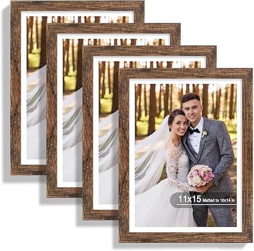 Vista 31 de Juego de 4 portarretratos de 5 x 7 pulgadas, de vidrio real y marco de madera multicolor, exhibición en pared o mesa, para fotos de 4 x 6 pulgadas