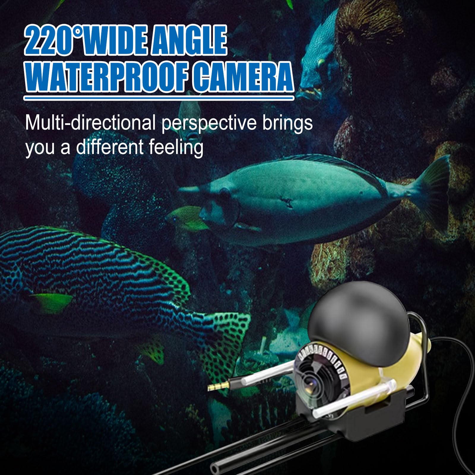 Cámara de pesca subacuática, monitor LCD de 5 pulgadas, buscador de peces HD, cámara subacuática impermeable, kit de cámara subacuática de visión nocturna con cable de 30 m para lago de hielo, barco,
