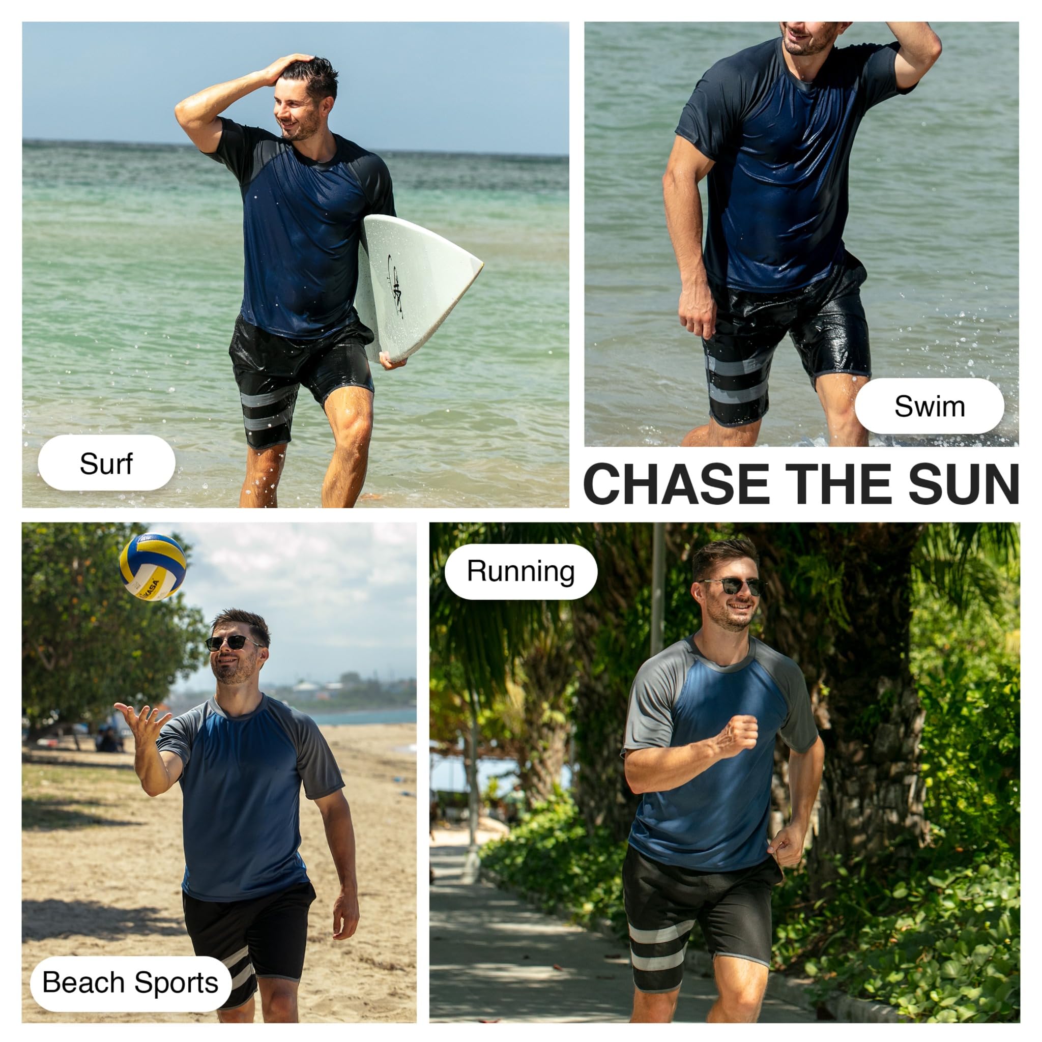 Kanu Surf Men's Contrast Rashguard UPF 50+ Swim Shirt