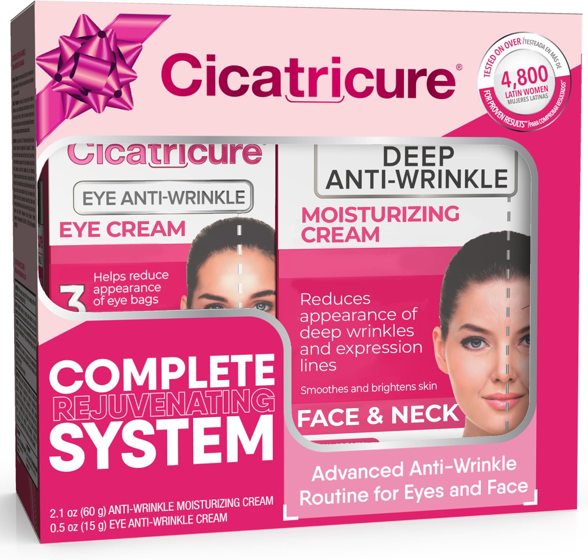 Deep Anti-Wrinkle Kit, Eye Cream & Face and Neck Cream, 2 count | Anti-Wrinkle Cream Set with Face & Neck Moisturizer 2.1 oz and Eye Cream 0.5 oz, Care for Wrinkle-Prone Skin, Skincare Set