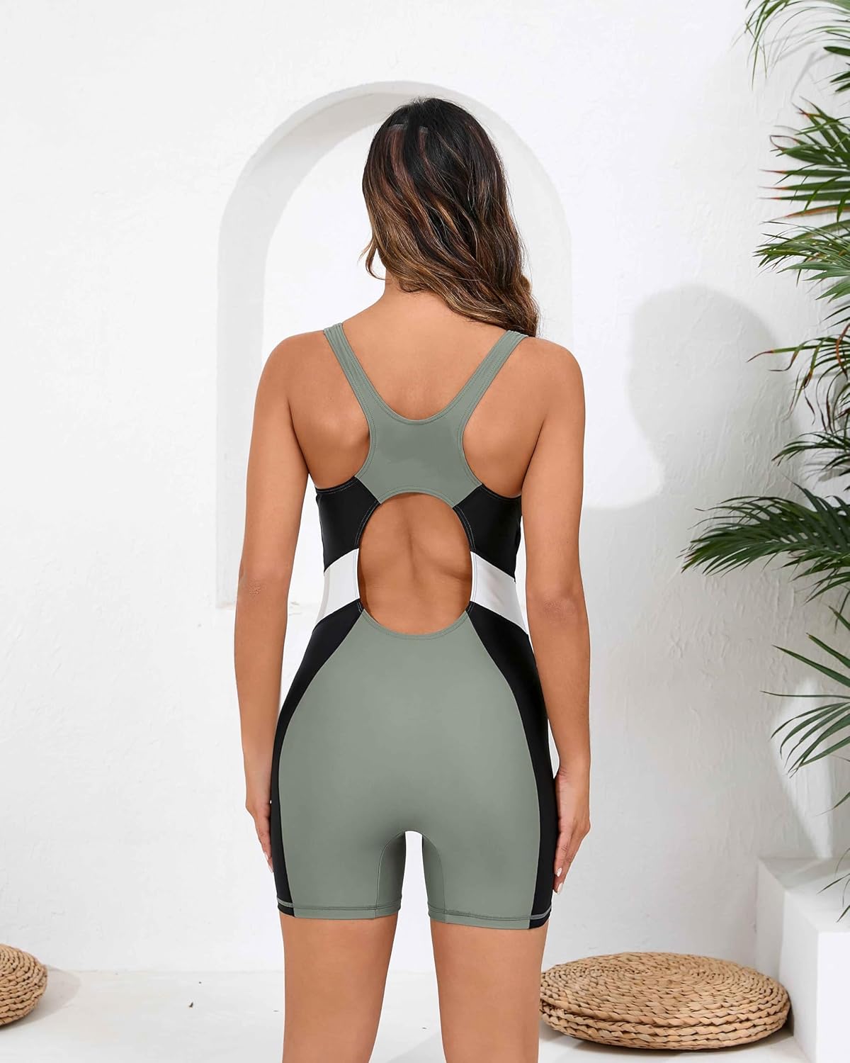 Halcurt Women's Athletic One Piece Boyleg Swimsuit Racerback Bathing Suit with Boyshorts Full Coverage Swimwear - Image 2