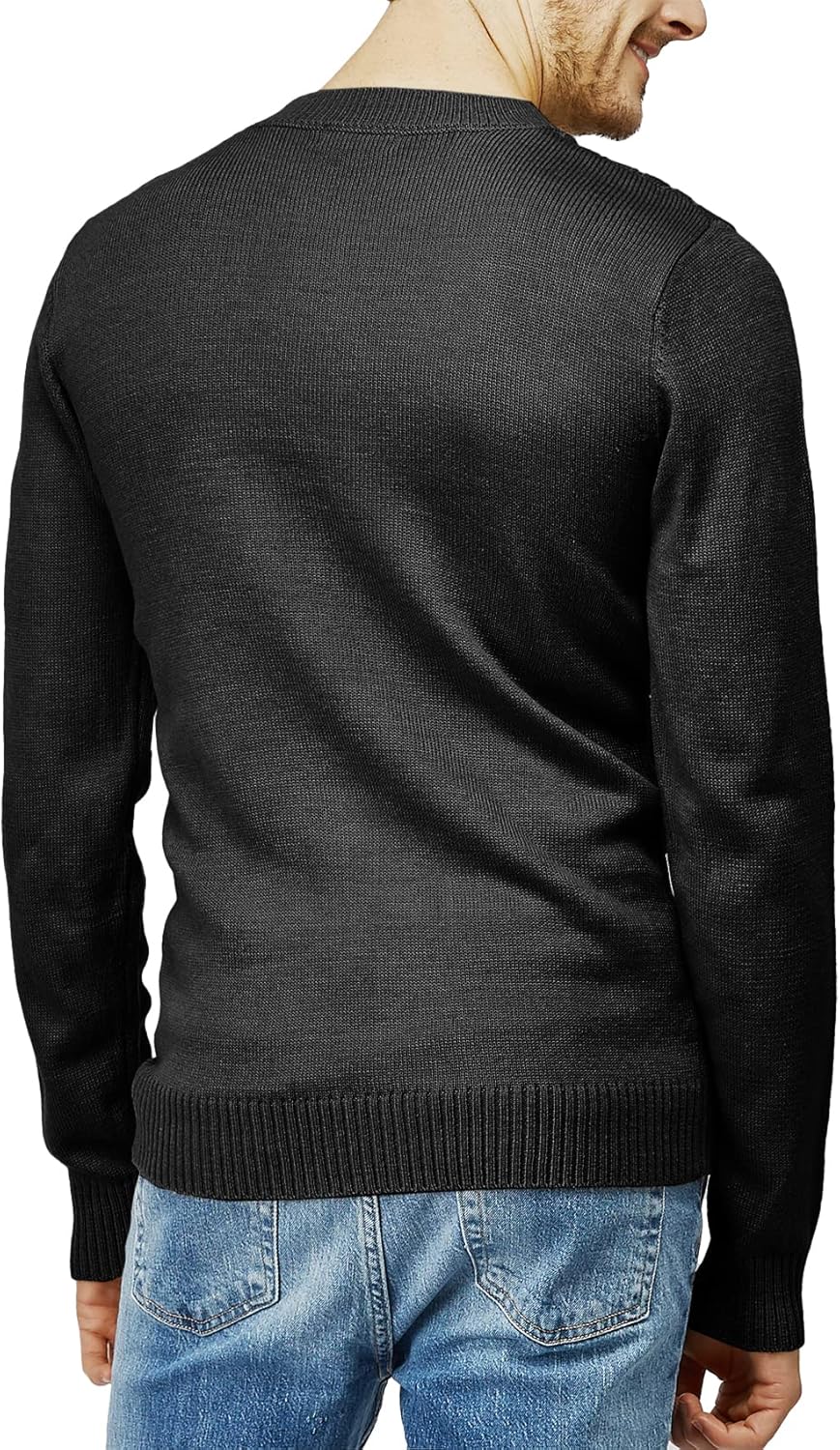 H2H Mens Casual Slim Fit Pullover Sweaters Knitted Long Sleeve Basic Designed Small Cmoswl074-black