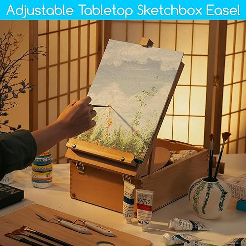 Miniatura 6 de MEEDEN Juego de pintura acrílica con caballete 44 piezas de suministros de arte Kit de pintura con caja de mesa caballete para adultos - 24 pinturas