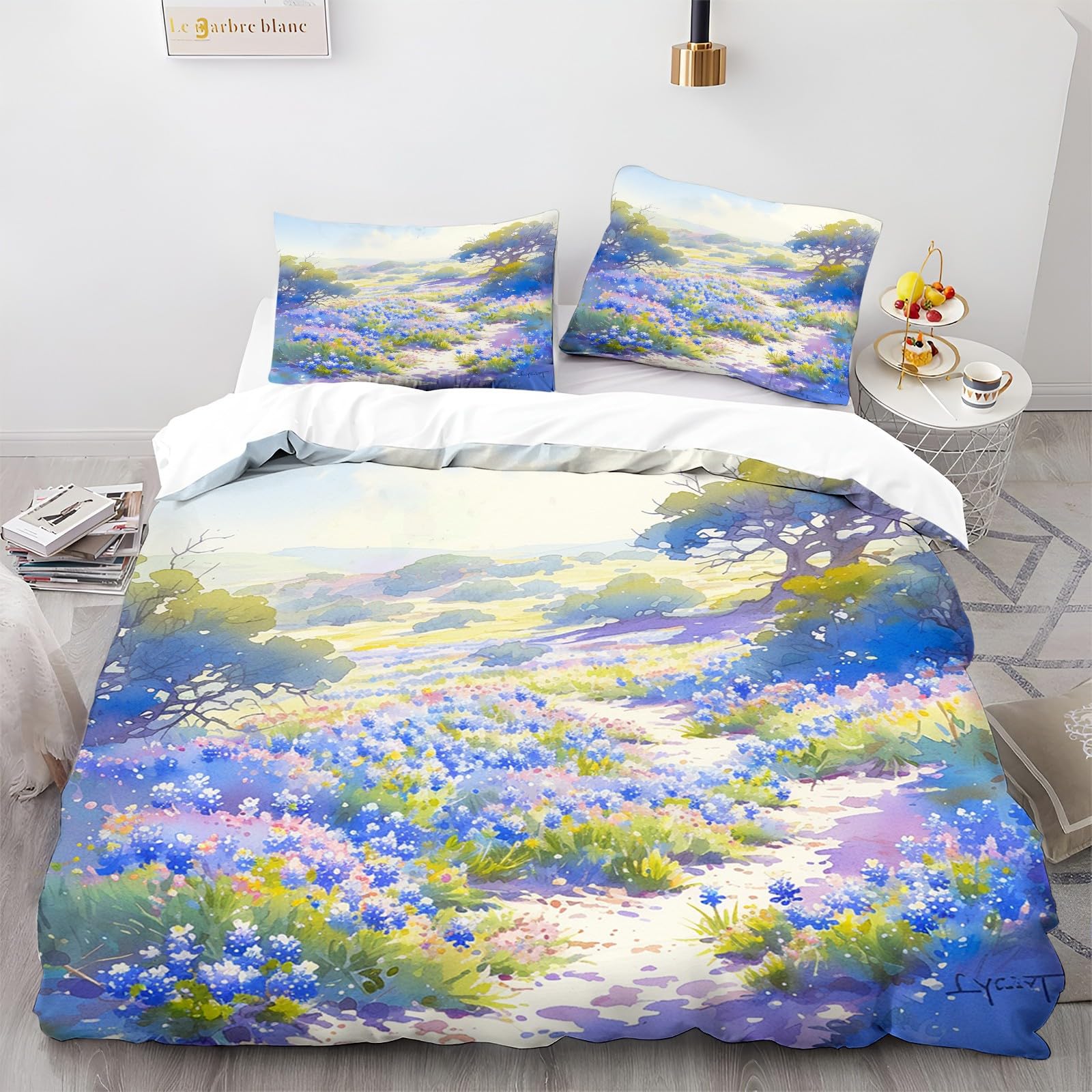 CozyRest Pościel 200 x 220 cm, miękka pościel 3-częściowy komplet pościeli, poszewka na poduszkę, motyw z kreskówek, motyw dzikich kwiatów, zestaw pościeli z mikrofibry z poszewką na poduszkę z