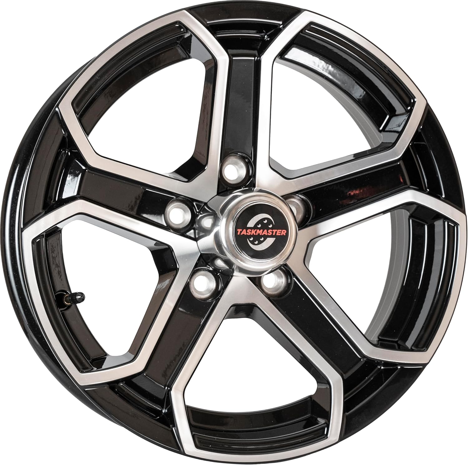 Trinity Series 15x5 Trailer Wheel 5x4.5 Bolt Pattern Black Machined Face 5 Spoke Aluminum Rim