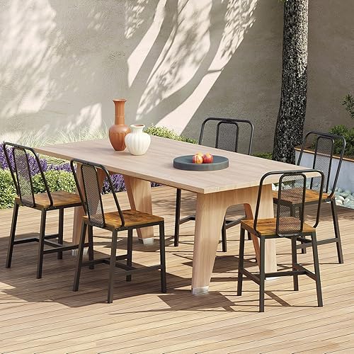 Miniatura 9 de CY01L4BRN1 - Juego de 4 sillas de comedor de madera, sillas de comedor de granja con soporte trasero, para sala de estar, cocina, marrón rústico y