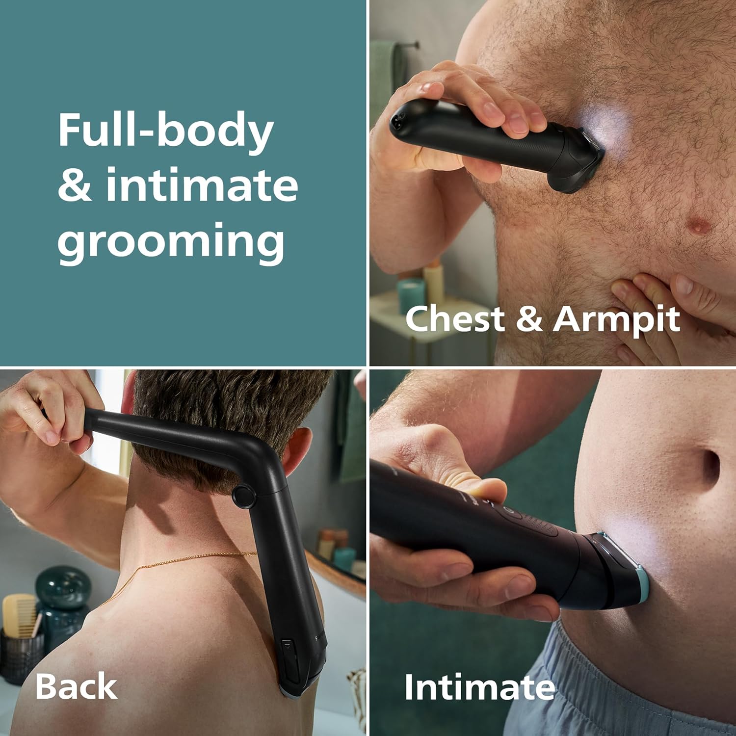 Philips Norelco Body Groomer 7000 Series, Waterproof Men's Full Body Groomer with Travel Case, Triple Protect Shave System & Body Hair Trimmer with Contour-Following 2D Flexing Head, BG7490/50 - Image 2