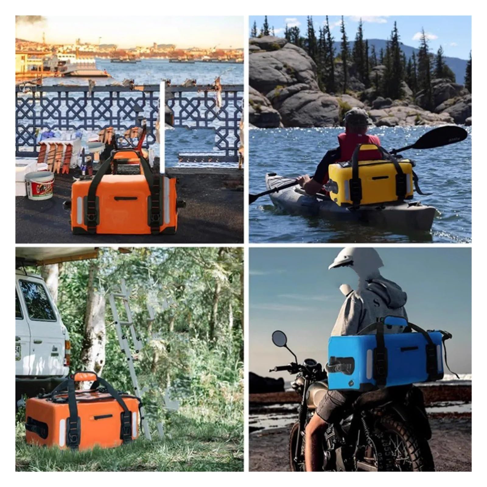 Borsone Viaggio Secco Per Moto Zaino Portabagagli PVC Rafting Spiaggia Escursionismo Campeggio Nuoto Kayak 40L 60L 90L Borse Da Sella Per Moto(40L-Blue)