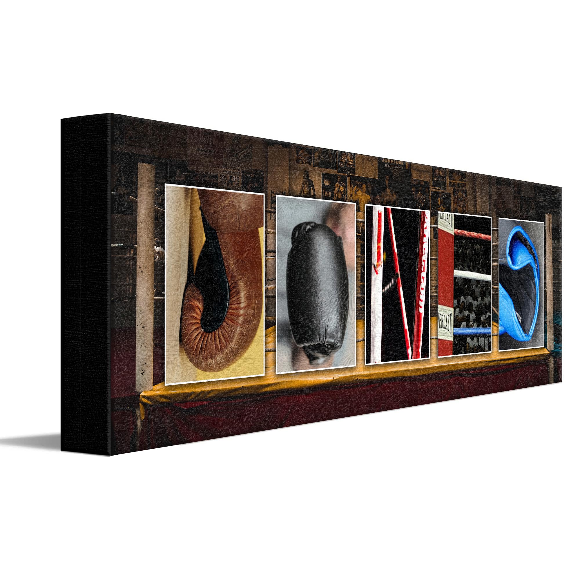 BOXING Custom Photo Name Art | Premium Float Framed Canvas | 36”x12