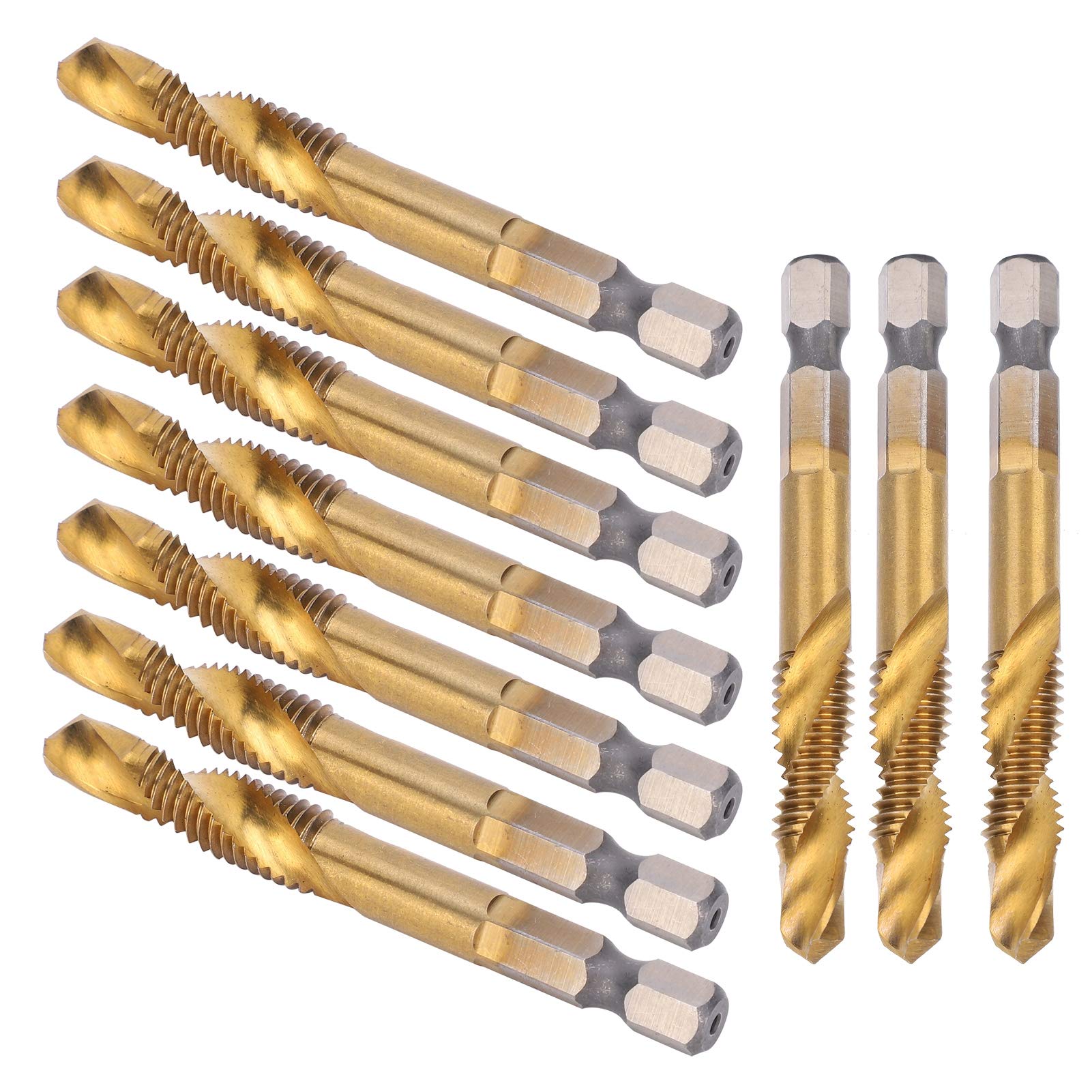Kit de tarauds à vis M8 en acier rapide, 10 pièces avec revêtement en titane pour un perçage Durable dans les alliages d'acier, de cuivre et d'aluminium