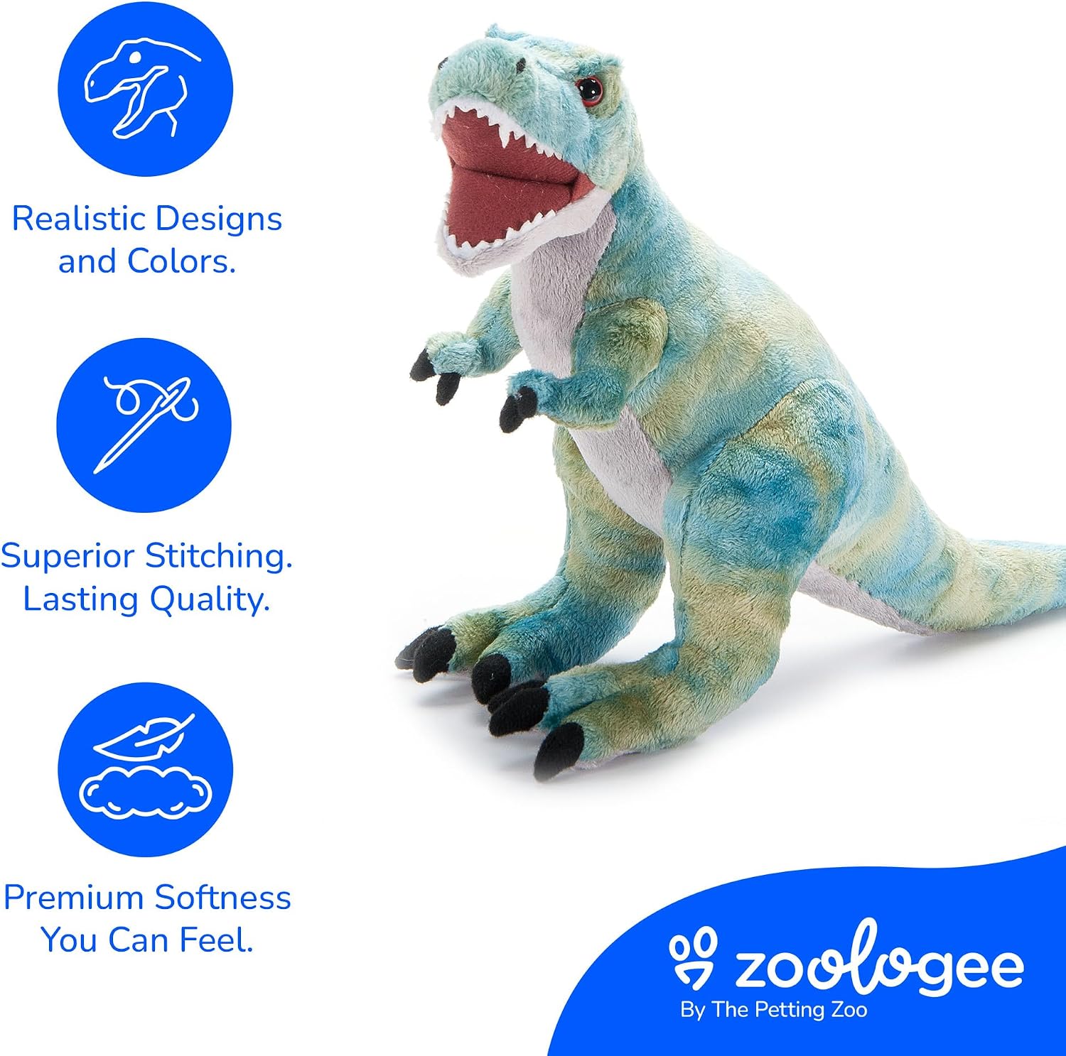 The Petting Zoo T-Rex Dinosaur Stuffed Animal Plushie, Gift for Kids, Dinosaur Animals, Green T-Rex Dinosaur Plush Toy 24 inches