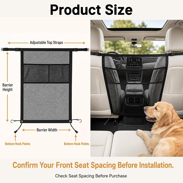 Foto 4 de 5 de Zlokdraxy Barrera Perro Coche, Red separación Asiento Delantero y Trasero