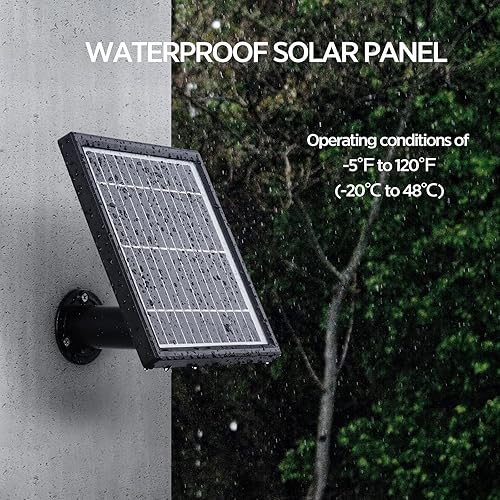 Vista 2 de OLAIKE Panel solar para batería Ring Stick Up Cam / Plug-in con cable de carga impermeable de 12 pies, no es necesario reemplazar la batería, negro