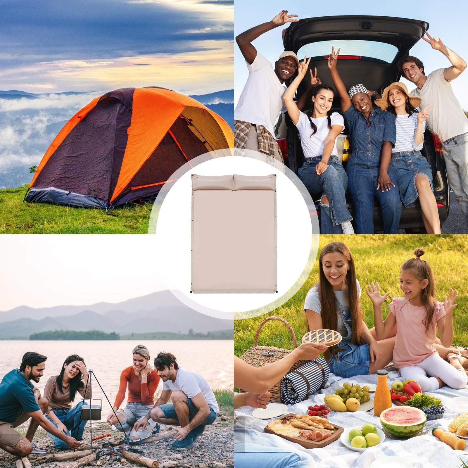 Materasso Ad Aria Per Campeggio | Letto per Dormire con Gonfiaggio Automatico,Materasso Per Tenda Esterna,Per Backpackers Pescatori Viaggio Su Strada Casa Spiaggia Picnic Patio E Festival Musica