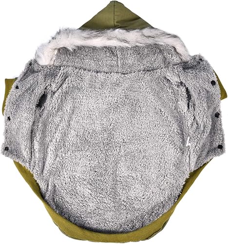 Miniatura 4 de Gabardina cálida con capucha para perro, resistente al viento, para clima frío (XXL, verde)