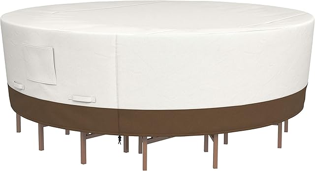 Amazon Basics Round Patio Table and Chair Set Cover, Large