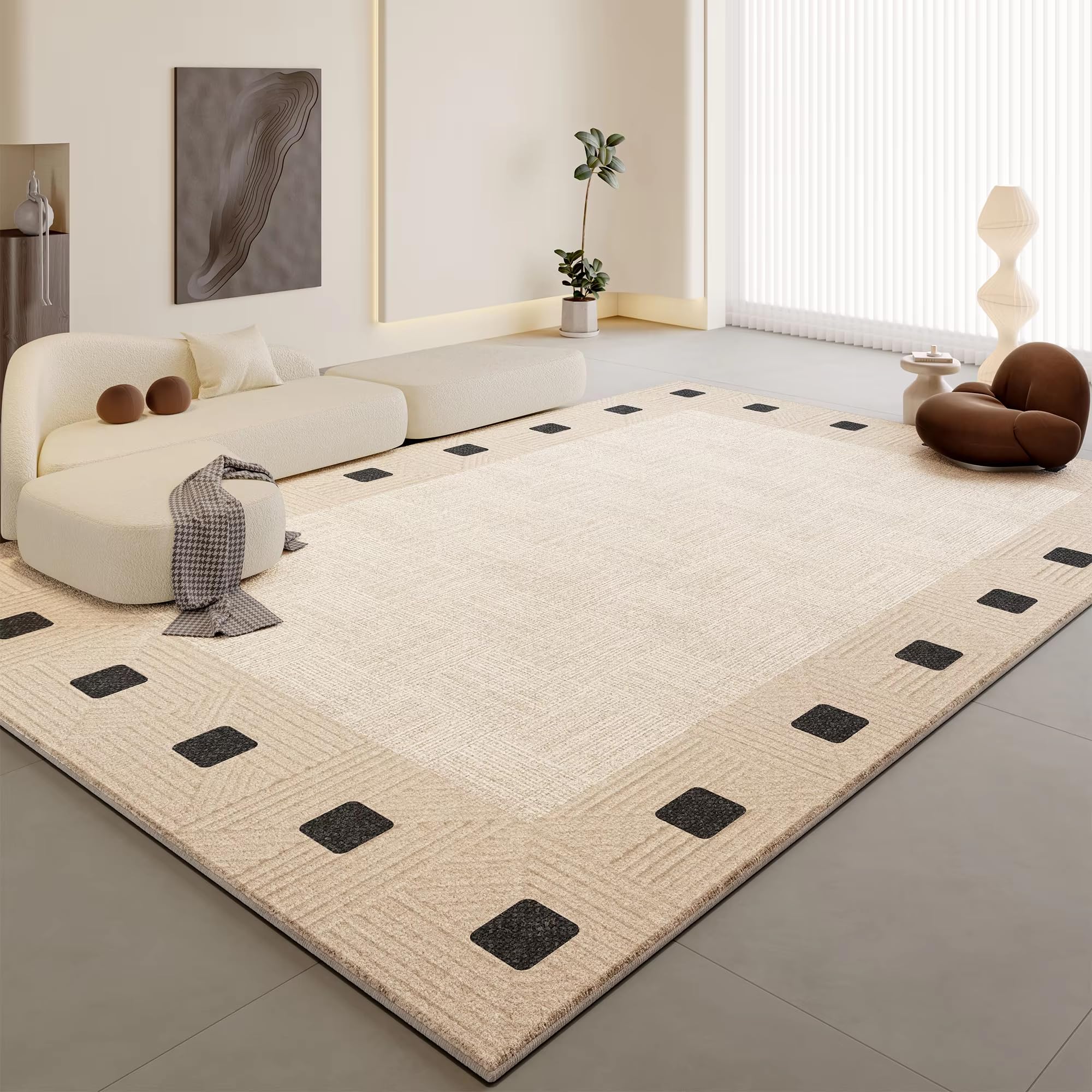 Tapis couleur crème pour ambiance lumineuse et chaleureuse de salon