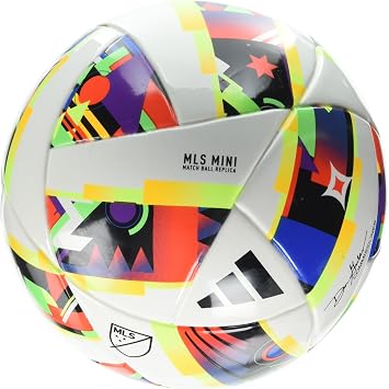 adidas MLS Mini Soccer Ball, White/Black/Solar Gold, 1