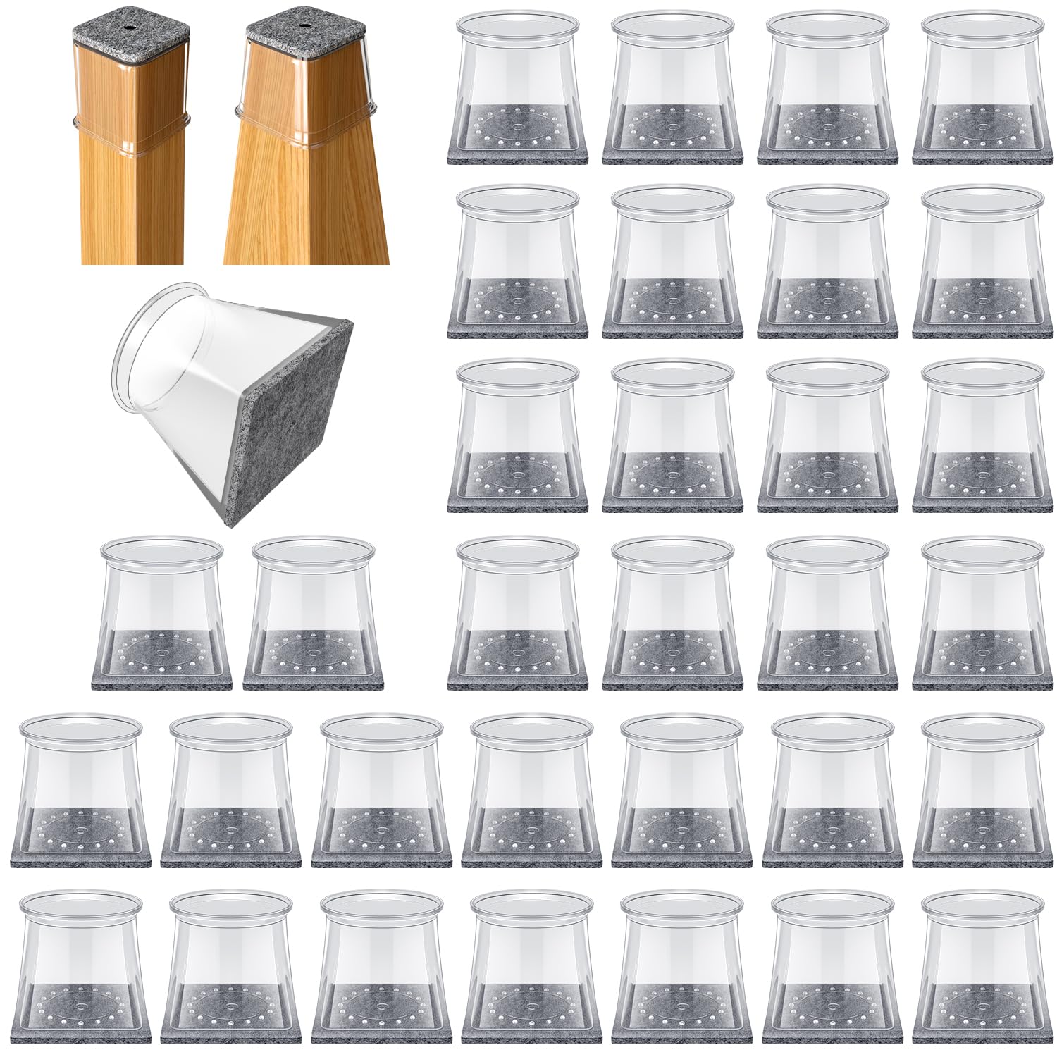 OASMU 32 Pcs Chair Leg Floor Protectors for Hardwood Floors Square M