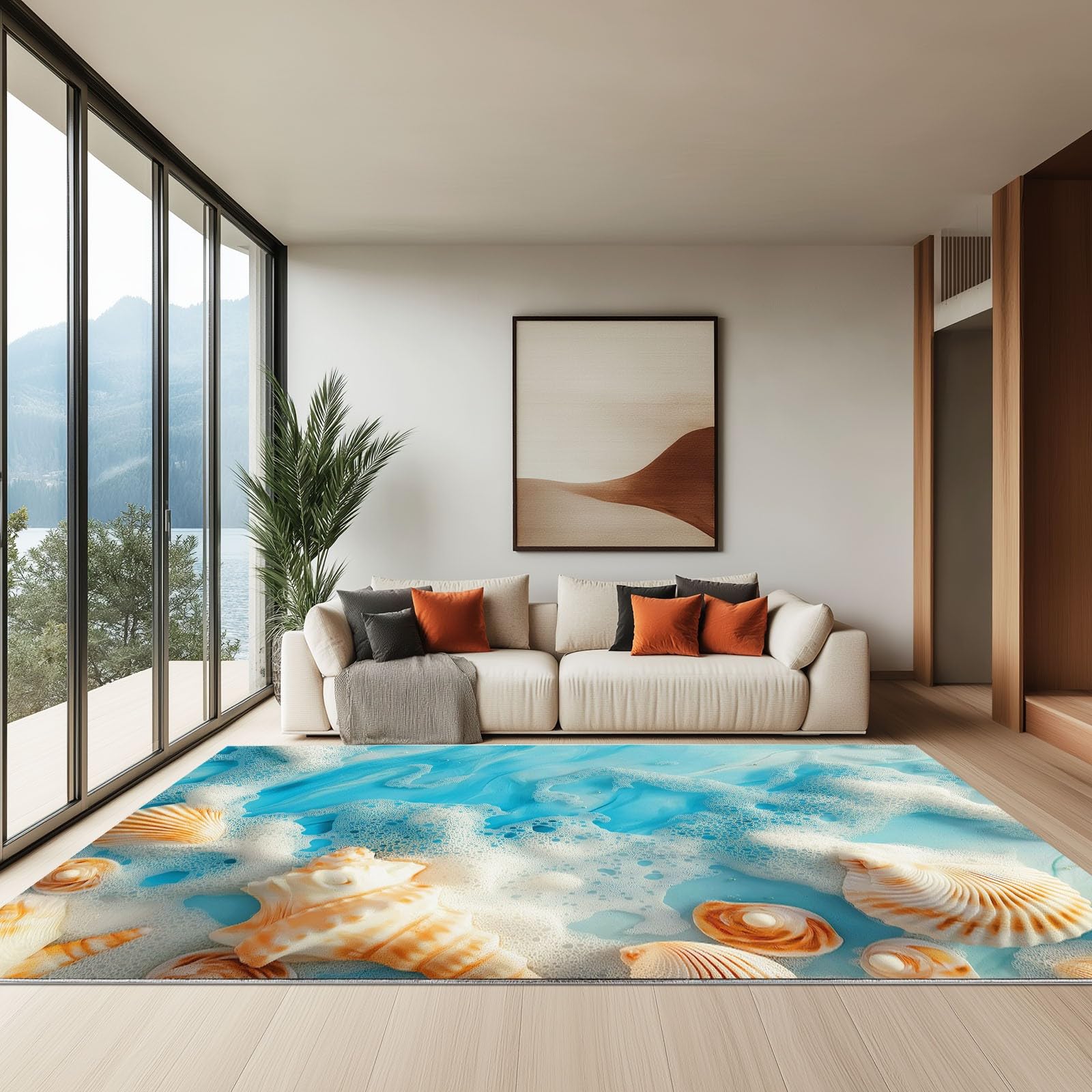 Générique Tapis Chambre Enfant Multicolore, Plage Écume De Mer Coquillages - Tapis Enfant Facile d'entretien et Doux pour Chambres à Coucher Salle de Jeu Chambre Fille Garçon Bébé 80 x 150 cm