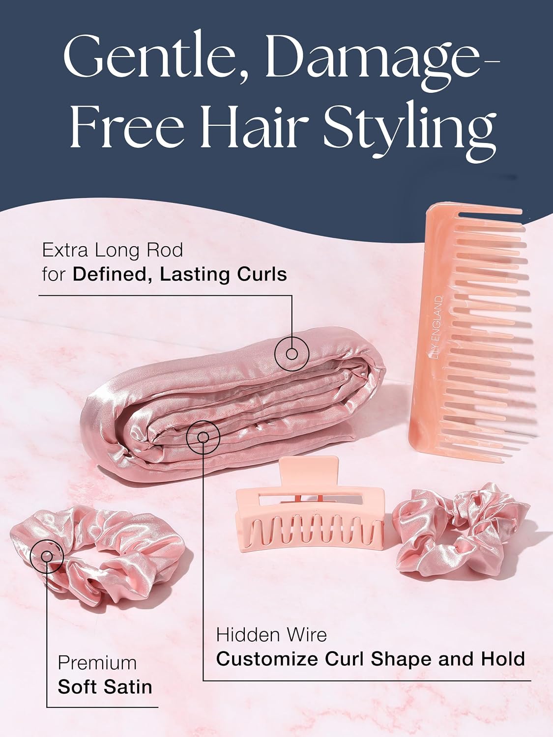 Lily England «Локоны за ночь» — Heatless Curls: набор для создания локонов вашей мечты без высокой температуры — атласная повязка на лоб для формирования локонов во время сна