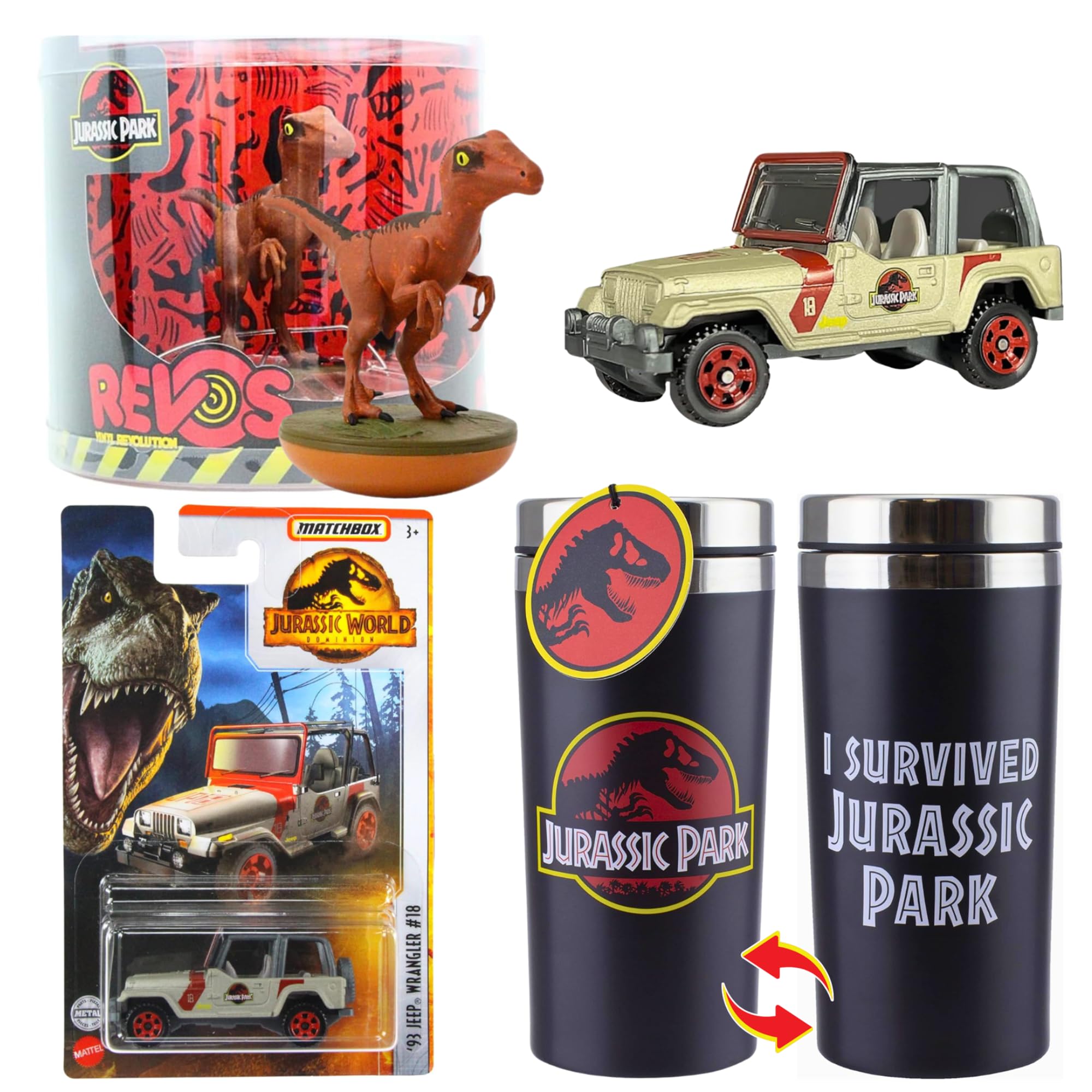 Toptoys2u Bargain BundlesJurassic Collectors Gift Set - Travel Mug, Raptor & Wrangler