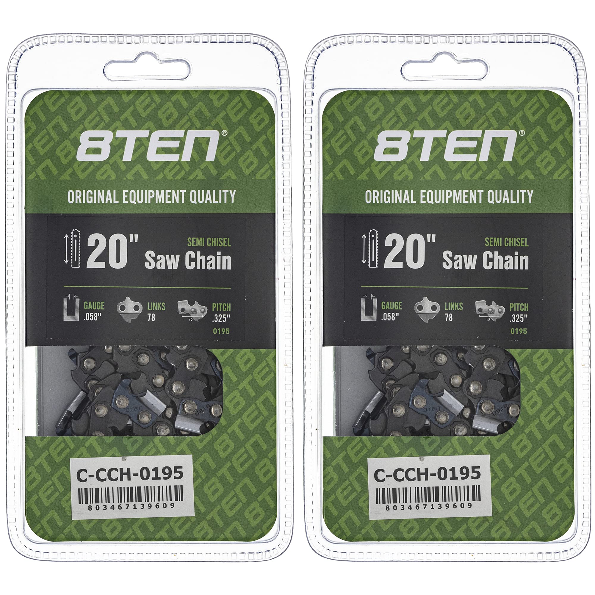 Amazon.com: 8TEN Semi Chisel Chainsaw Chain 20 Inch .058 .325 78DL