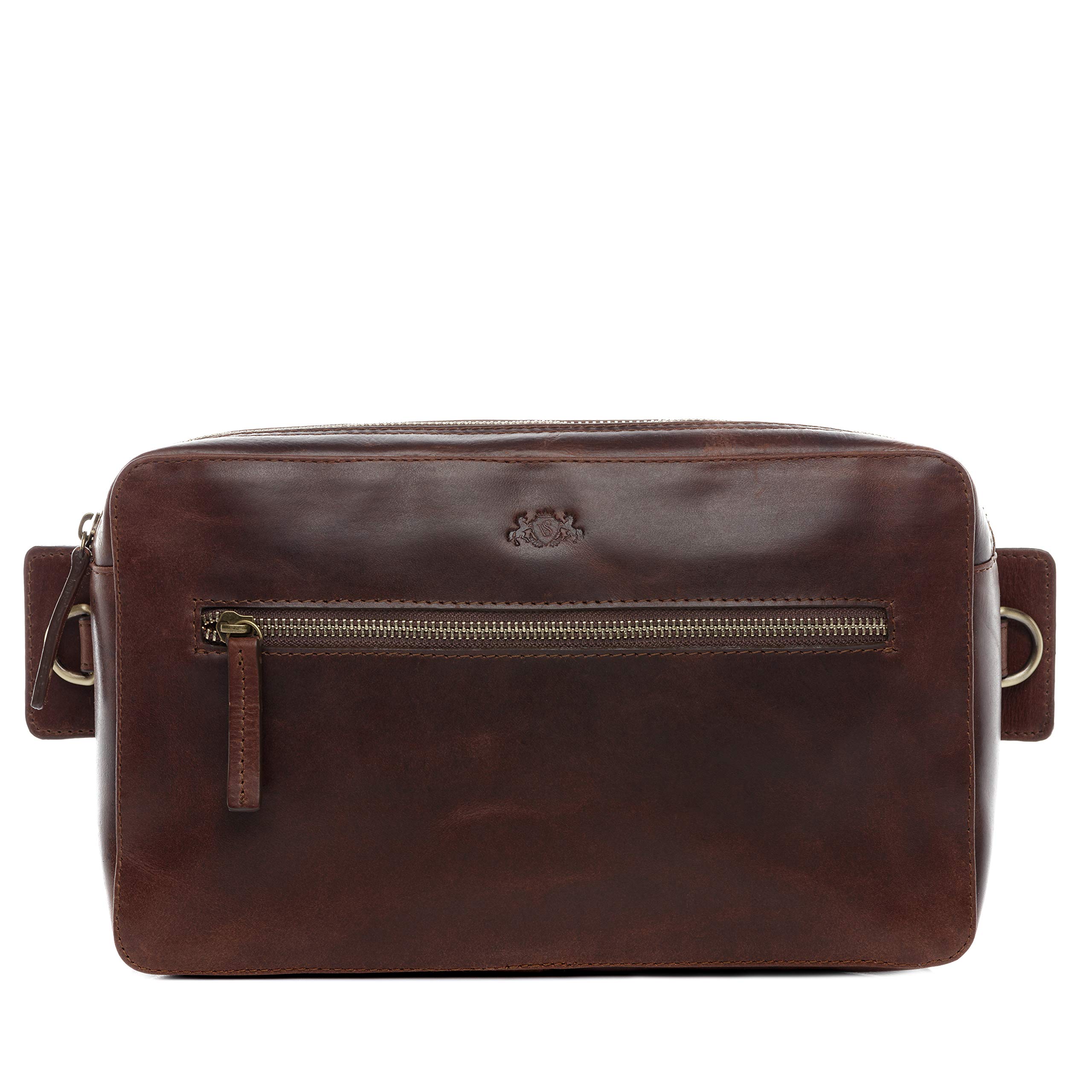 SID & VAIN große Hüfttasche echt Leder - Body Bag Oscar groß - Festival Tasche mit Schultergurt - Ledertasche Herren und Damen braun handgefertigt