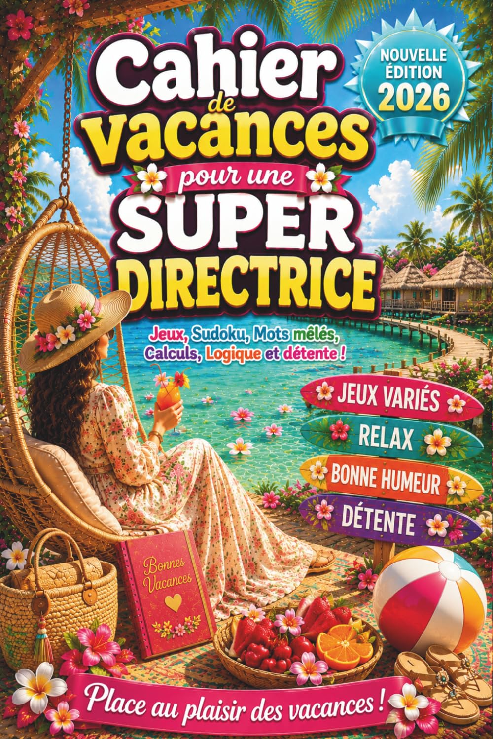 Cadeau Super Directrice – Cahier de Vacances: Cadeau pour directrice d'école fin d’année personnalisé – Édition 2026 – Jeux variés & des activités ludiques pour savourer une pause bien méritée