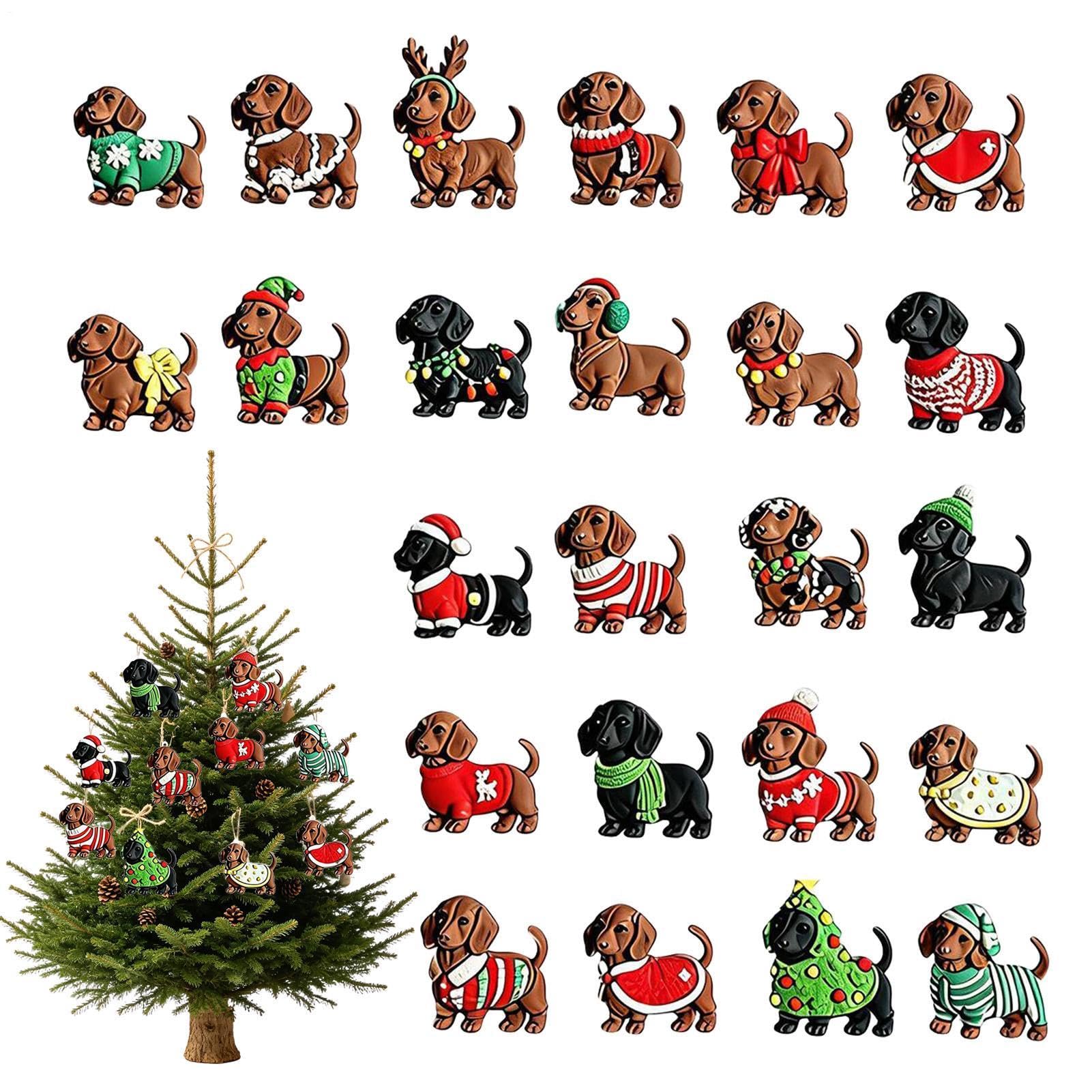 2026 Weihnachtskalender Advent 24 Tage Countdown Hundefiguren Dackel | 3D-Dackel-Statue für Familienhaus, Wohnung, Wohnzimmer, Schlafzimmer, Schreibtisch, Bücherregal, Kaminsims, Eingang