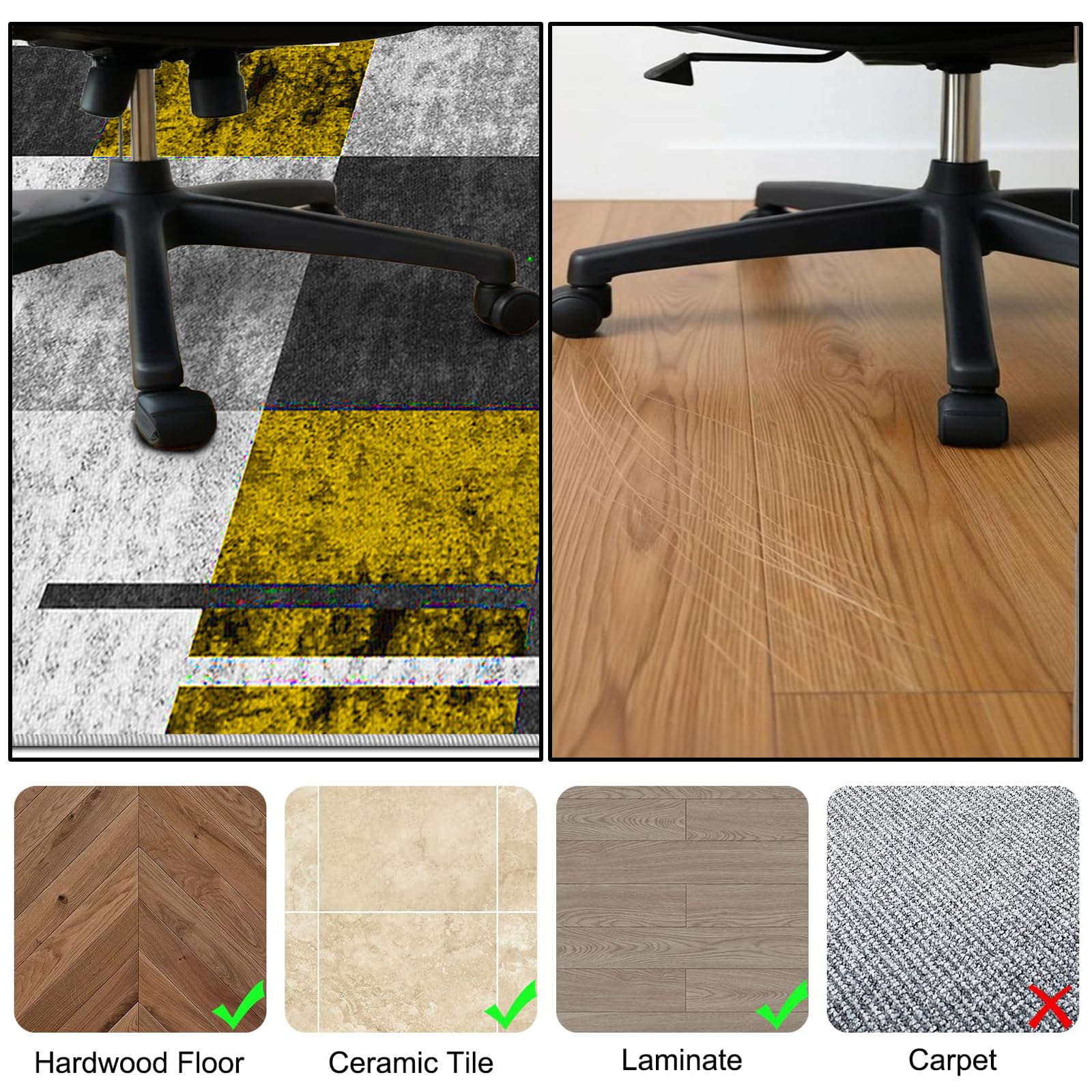 90 x 140 cm Alfombra para Silla de Oficina para Suelos Duros Parquet Laminado y Azulejos Alfombra Gaming Suelo, Alfombrilla Protector Suelo Silla Ruedas, Alfombras de Escritorio
