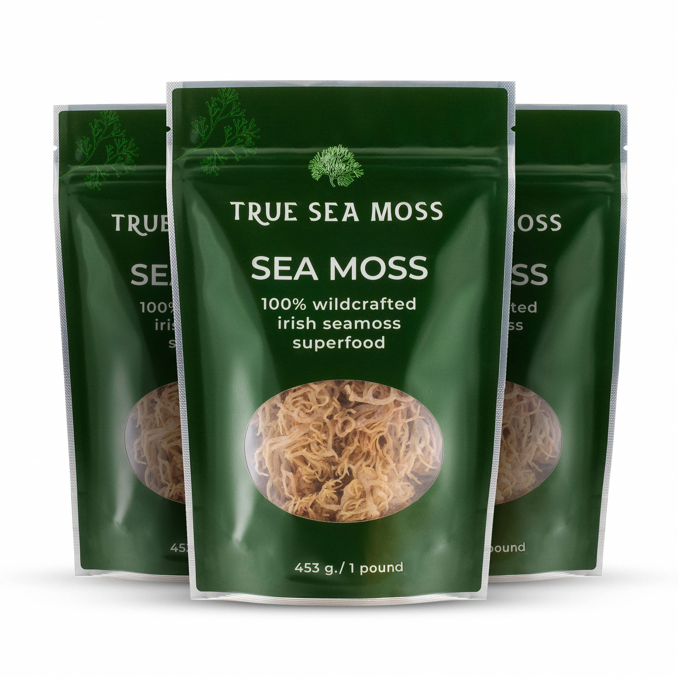 TrueSeaMoss Sea Moss Raw (3 Pounds) - Wild Crafted Seamoss Raw - 100% Irish Sea Moss - Dried Sea Moss Advanced Drink - Clean and Sundried - Sea Moss 100% Vegan (48oz)