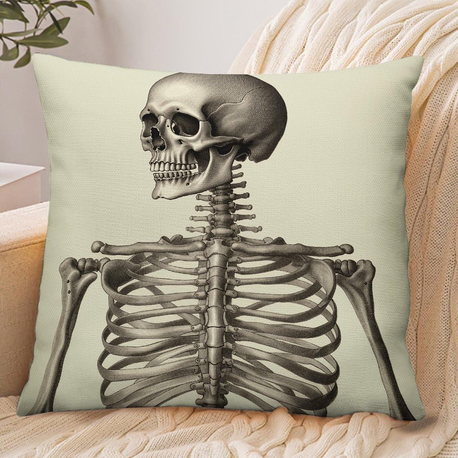 Fekiloot Style Human Skeleton Pillowcase Pillow Sham Pillow Case