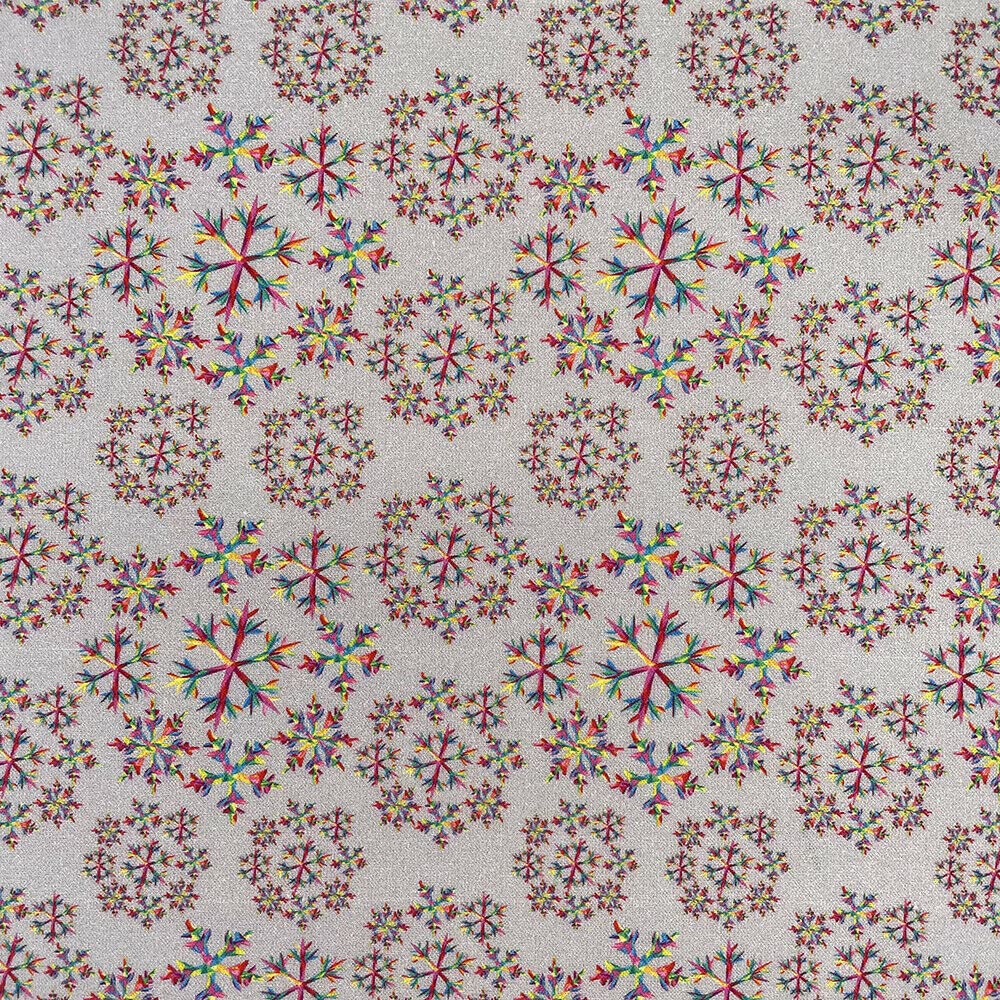 100% Cotton Christmas Fabric Material Sold By the Metre 140cm Wide - Rainbow Snowflake Silver - CC343 - Half METRE โ image 1