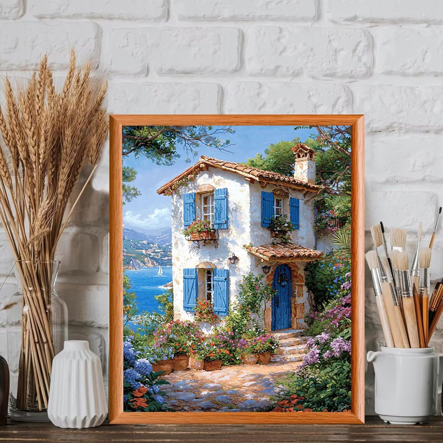 WEISHIWE Nadmorski domek Pomaluj według Numeros Dorośli, 60x80cm w-992