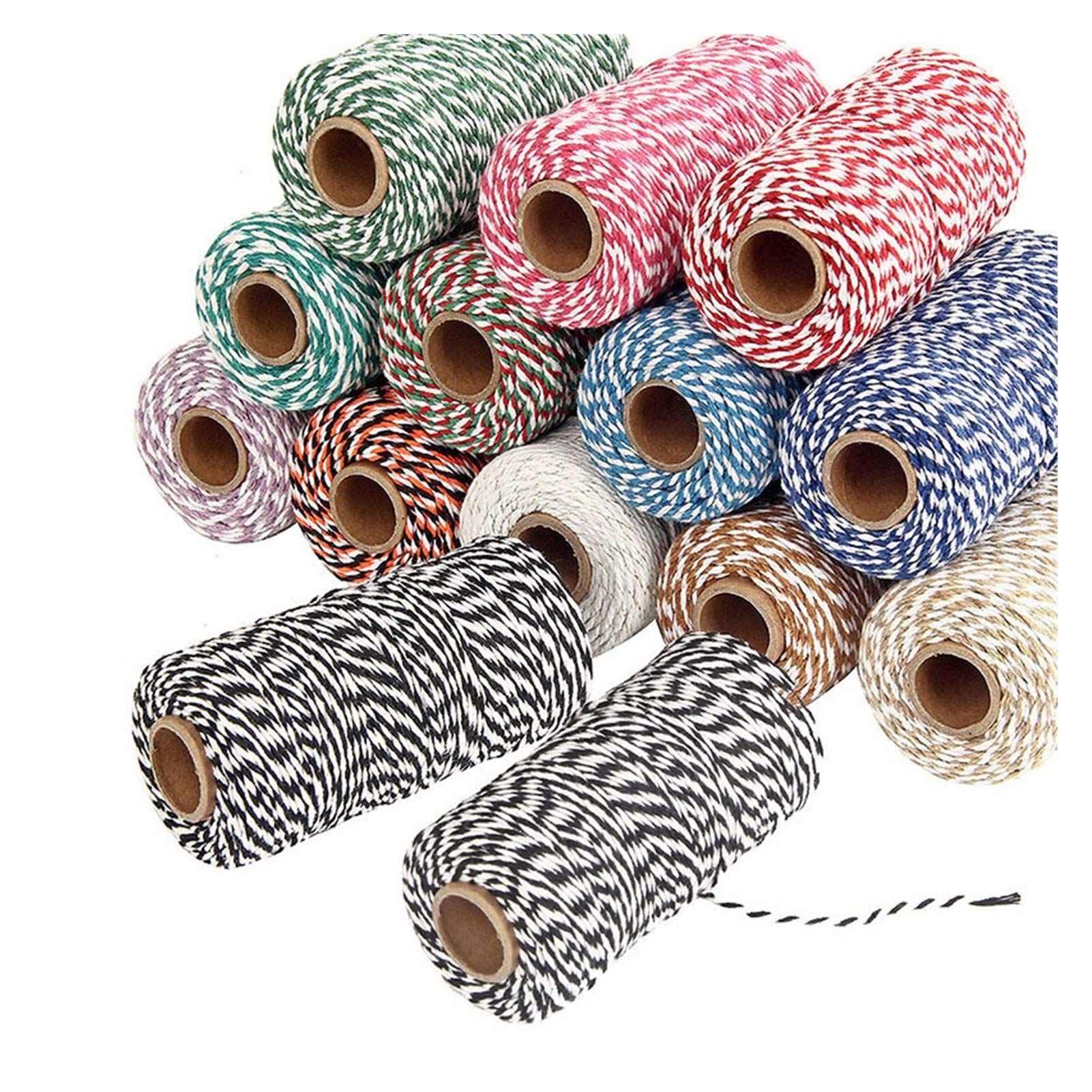 Twine bakkers touw katoen zwart wit 1mm 50 meter