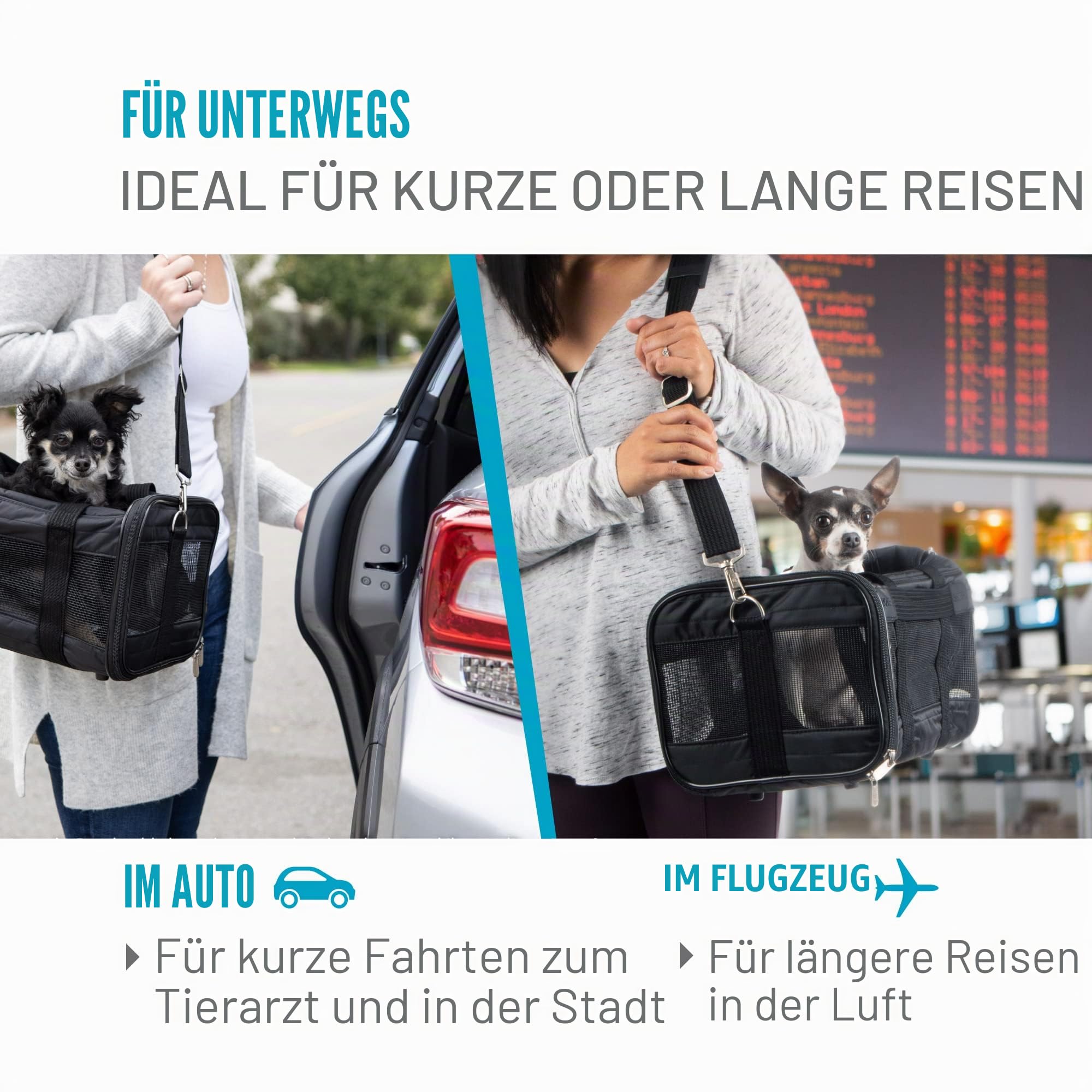 Sherpa Original Deluxe Transportbox für Haustiere, von Fluggesellschaften zugelassen und garantiert an Bord, Anthrazit, Größe M