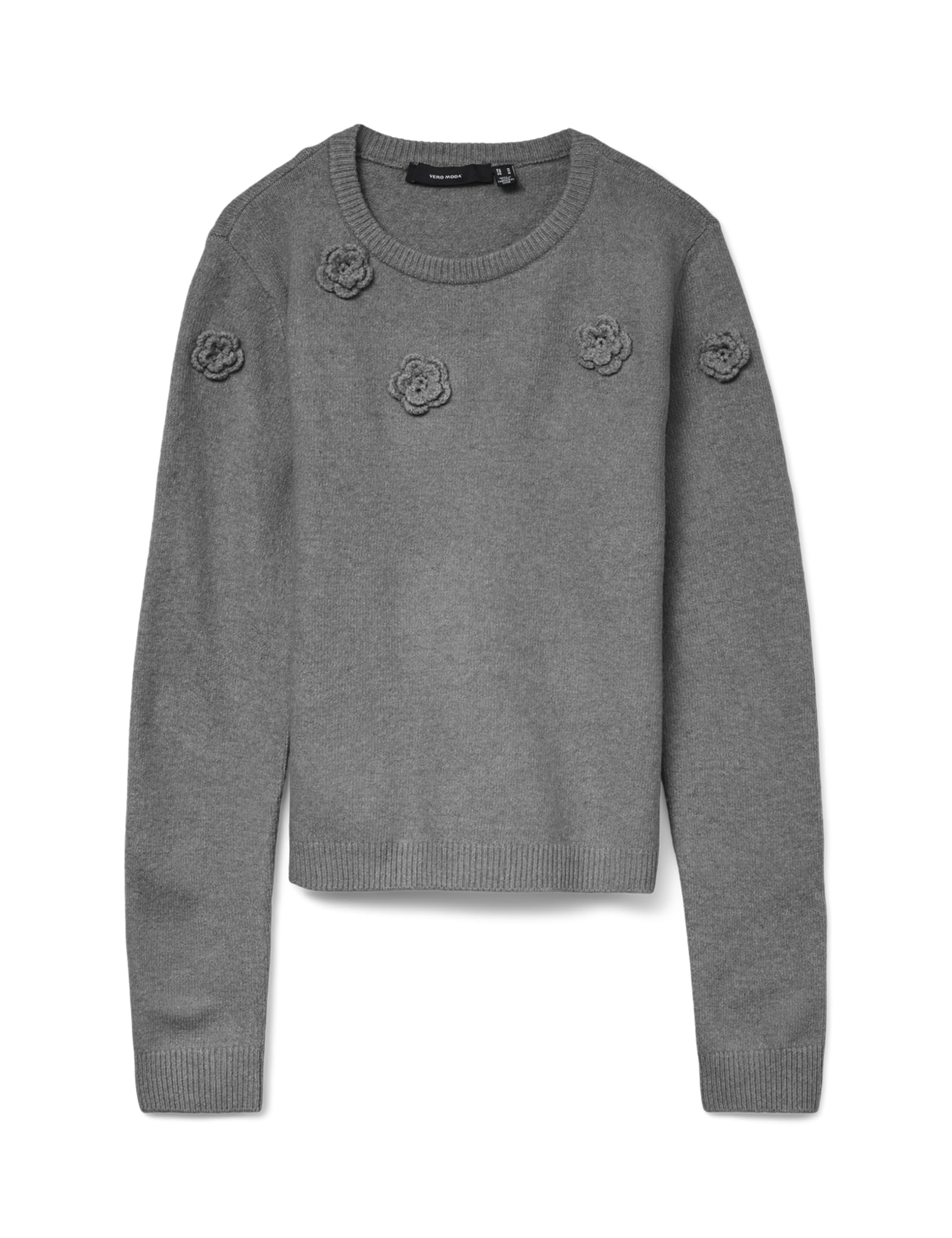 VERO MODA Vmrose LS O-Neck Pullover Boo, Medium Grey Melange, S