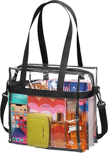 Handy Laundry Bolsa transparente aprobada para estadios, correas para el hombro y cremallera, bolsa transparente para el trabajo, juegos deportivos