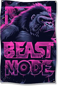 Beast Mode Gorilla Gym Flag - Weightlifting Decor - Motivational Wall Art - Fitness Inspiration