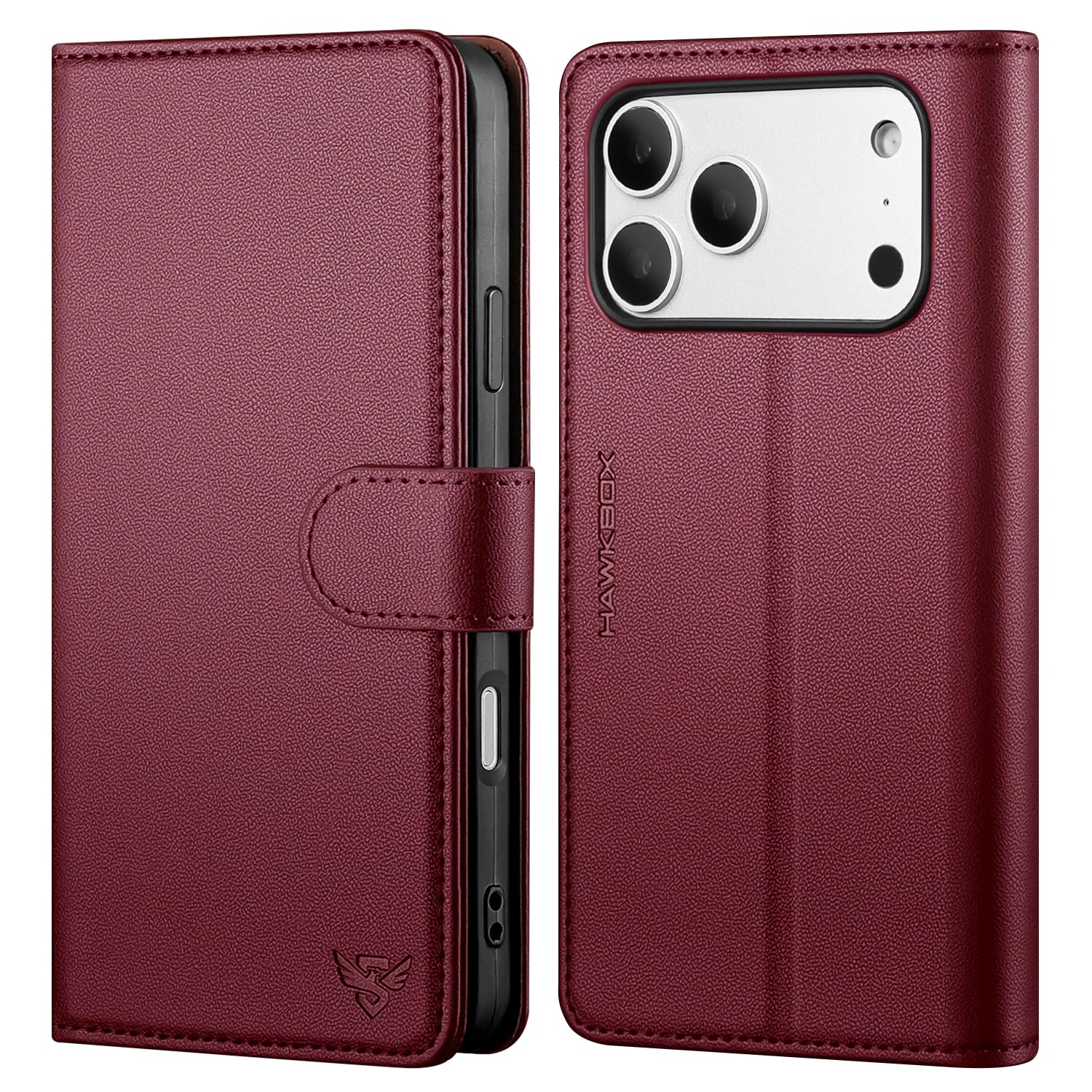for iPhone 18 Pro / 17 Pro Phone Wallet Case,Wine Red