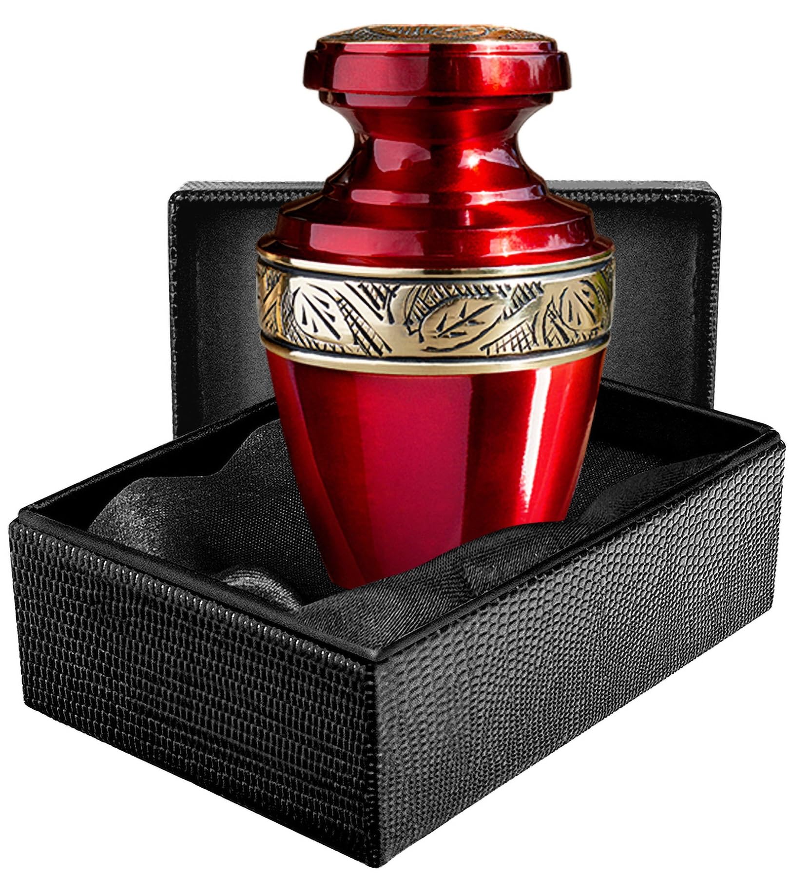 Serenity Red Beautiful Small Mini Keepsake Urn for Human Ashes - Qnty 1 - with Velvet Case
