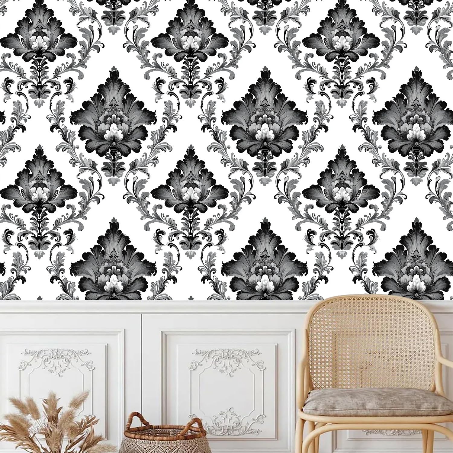 Estilo Europeo Patrón Papel Pintado Autoadhesivo Flores Plantas Abstracto 44x500 cm Papel de Pared Removible Impermeable Estilo Vinilo PVC Pegatina es Estante del cajón de la cubierta del rodillo