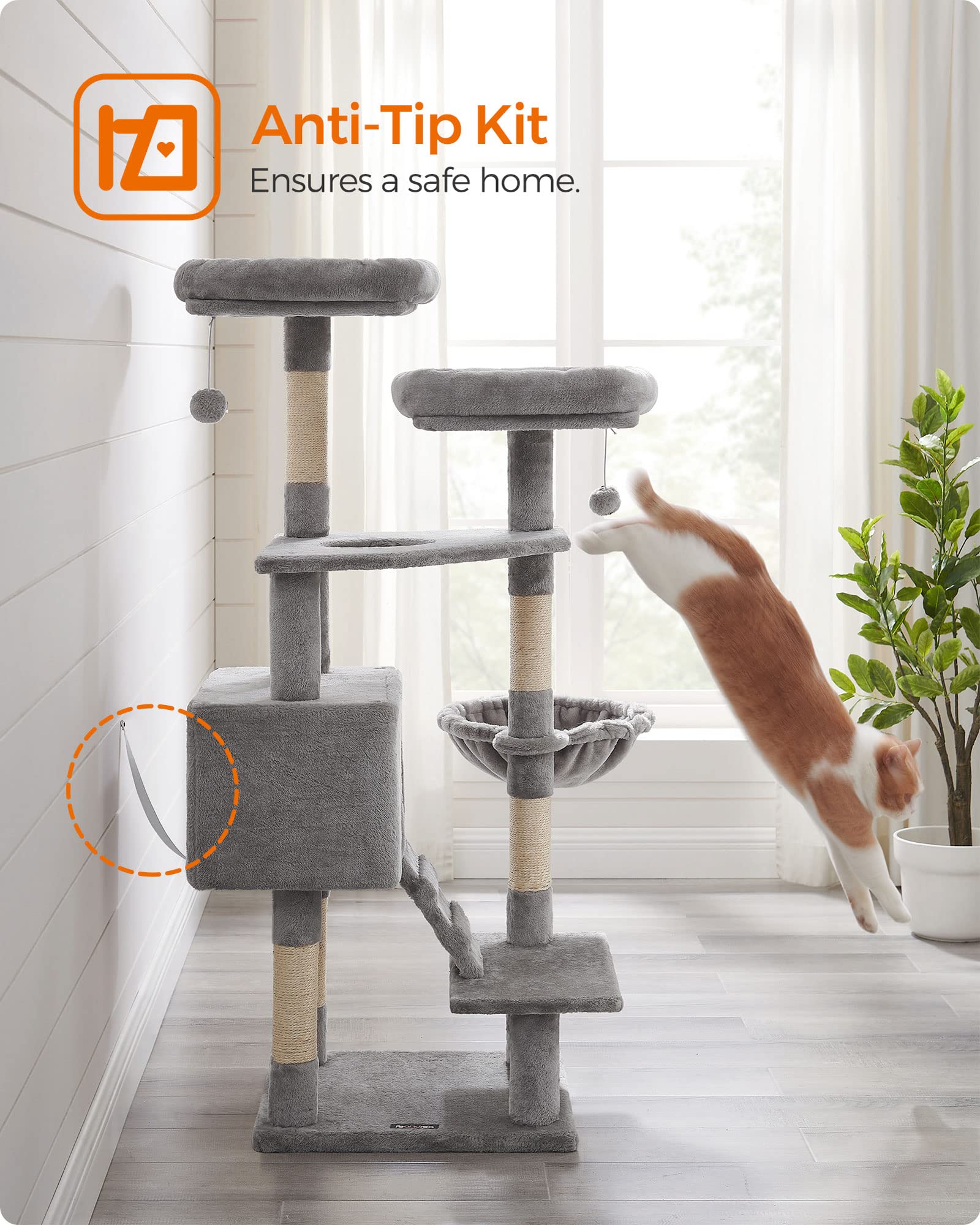 FEANDREA drapak, drapak, 142 cm, jasnoszary PCT160W01
