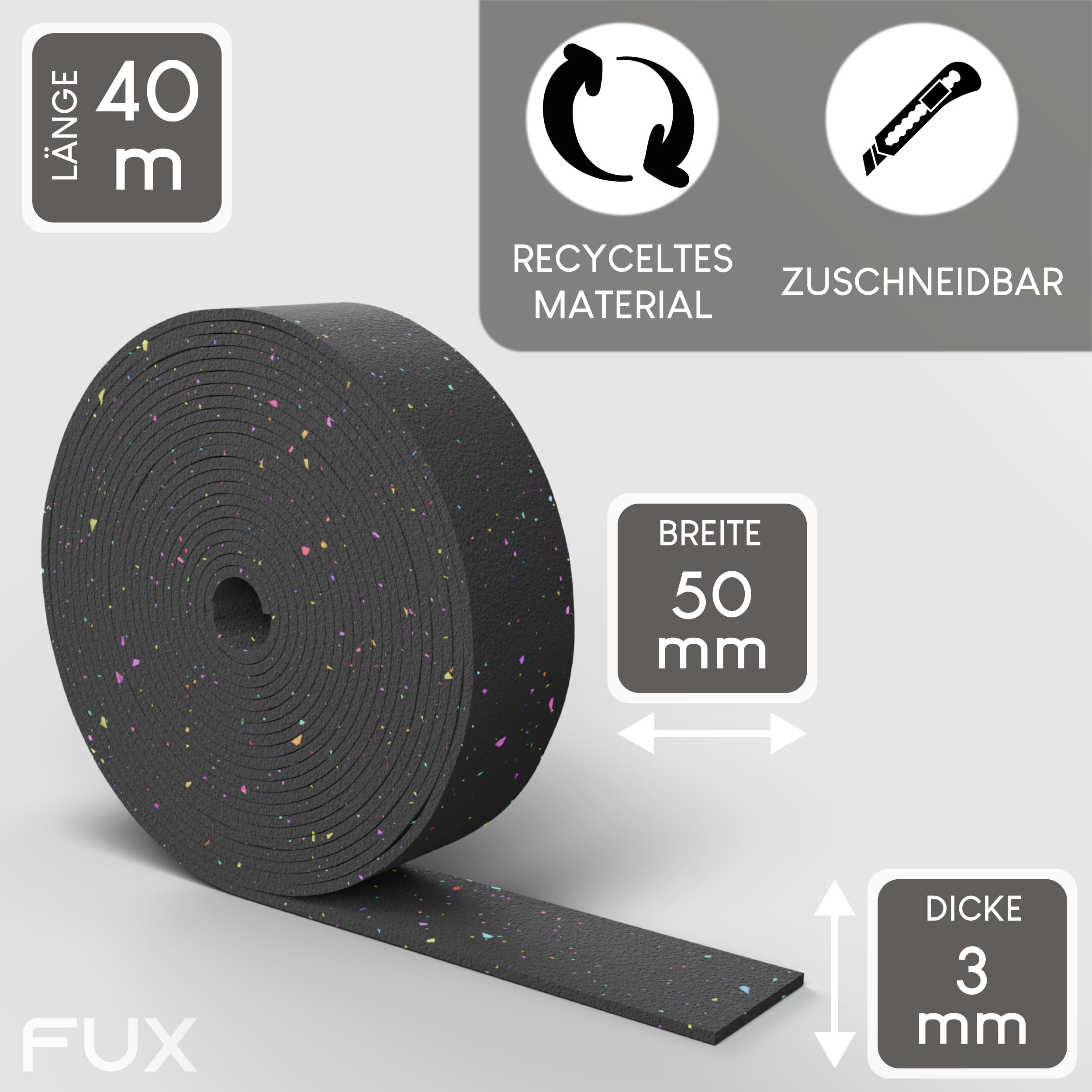 FUX Terrassenpads Rolle 40m x 50mm x 3mm - Bautenschutzmatte