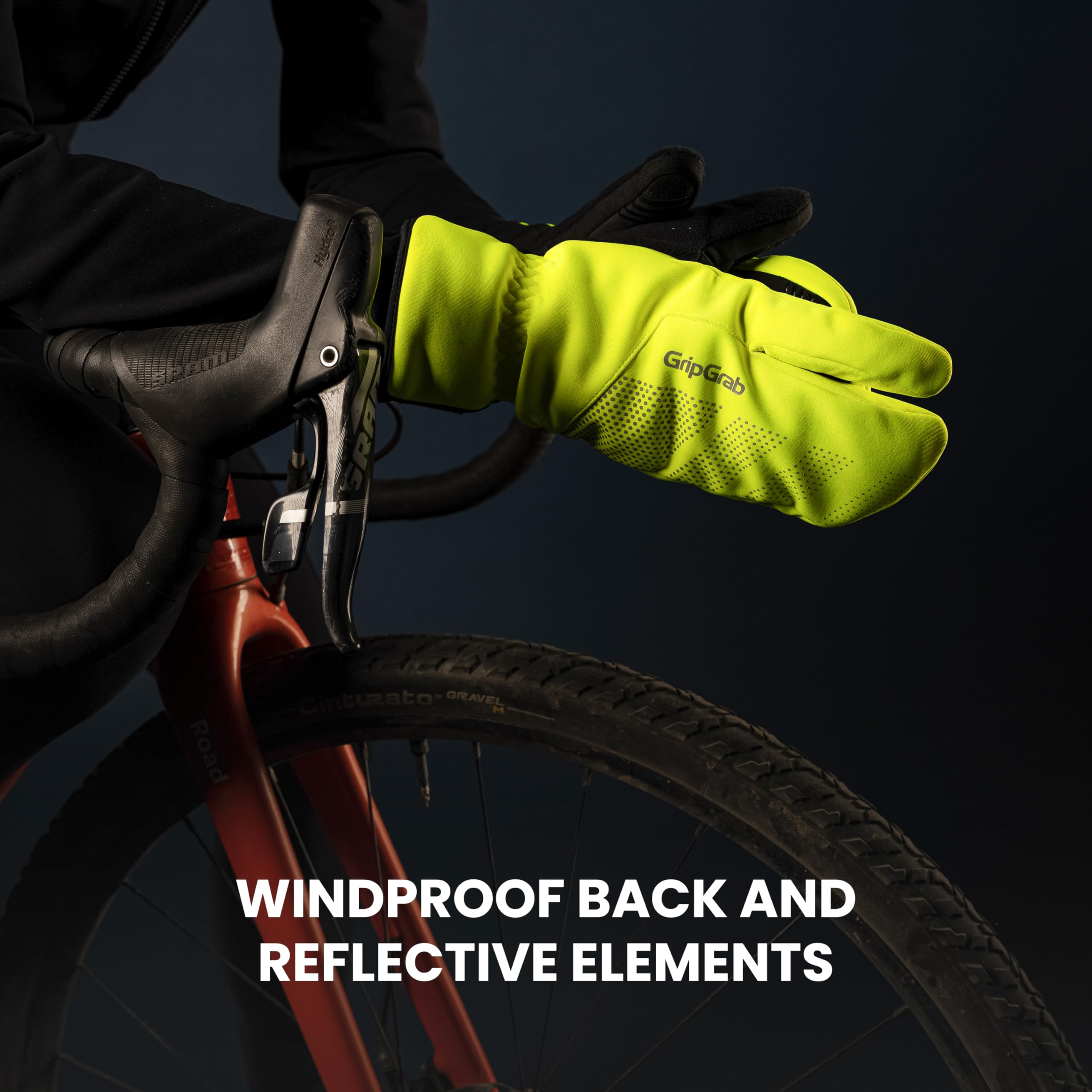 GripGrab Ride wiatroszczelne rękawiczki rowerowe z wyściółką | Konstrukcja z 3 palcami, wiatroszczelna, powłoka bez PFC, oddychalność 15 000 g/m²/24 h, nadruk silikonowy, wyściełany