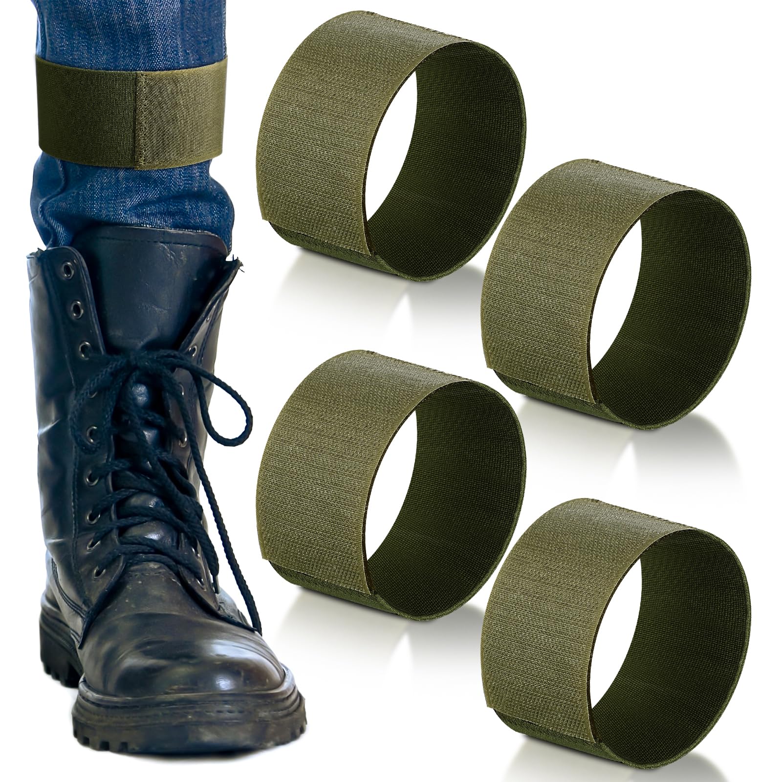 Vincreem 4 Pcs Boot Blousers Military Straps Blousing Bands Cowboy Boot Straps for Wader Fishing Hunting Biking, 2x13inch